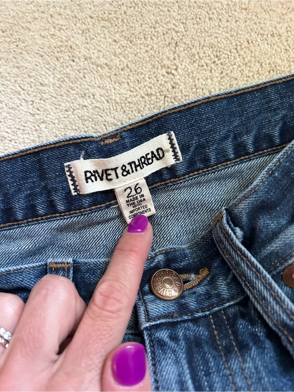 Madewell Rivet & Thread Blue Bootcut Paint-Splatter Jeans - Picture 2 of 5
